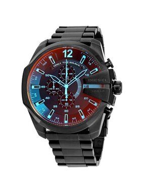 NWT Diesel Mega Chief Black Ion-plated Stainless Steel Men's Watch